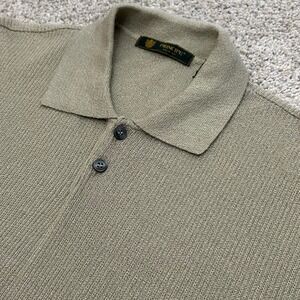 Principe Polo Shirt Large Tan Drab Knit Short Sleeve Made in Italy Textured